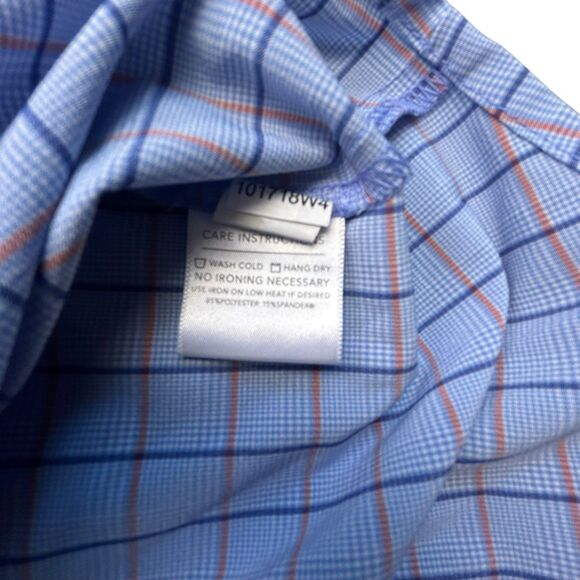 Mizzen + Main Performance Shirt Mens M Blue Plaid Trim Fit Stretch - Picture 7 of 10